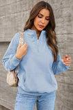 Quarter Zip Dropped Shoulder Sweatshirt - Trendsi - Flyclothing LLC