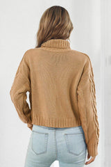 Turtleneck Dropped Shoulder Sweater - Trendsi - Flyclothing LLC