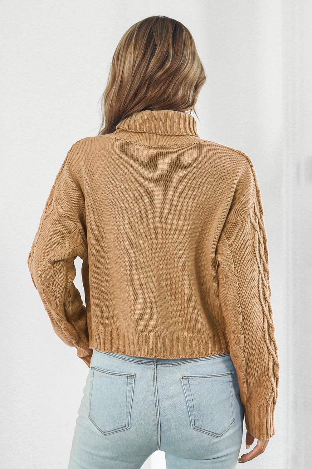 Turtleneck Dropped Shoulder Sweater - Trendsi - Flyclothing LLC