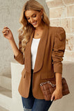 Puff Sleeve Shawl Collar Blazer - Trendsi