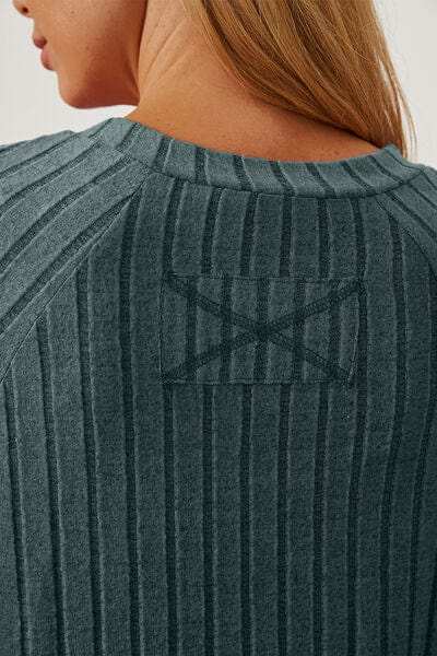 Basic Bae Full Size Ribbed Thumbhole Sleeve T-Shirt - Trendsi - Flyclothing LLC
