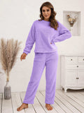 Teddy Long Sleeve Top and Pants Lounge Set - Trendsi - Flyclothing LLC