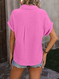 Textured Pocketed Button Up Shirt - Trendsi - Flyclothing LLC