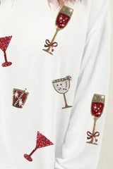 Sequin Round Neck Long Sleeve Sweatshirt - Trendsi - Flyclothing LLC