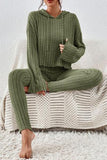 Lettuce Hem Dropped Shoulder Hooded Top and Pants Set - Trendsi
