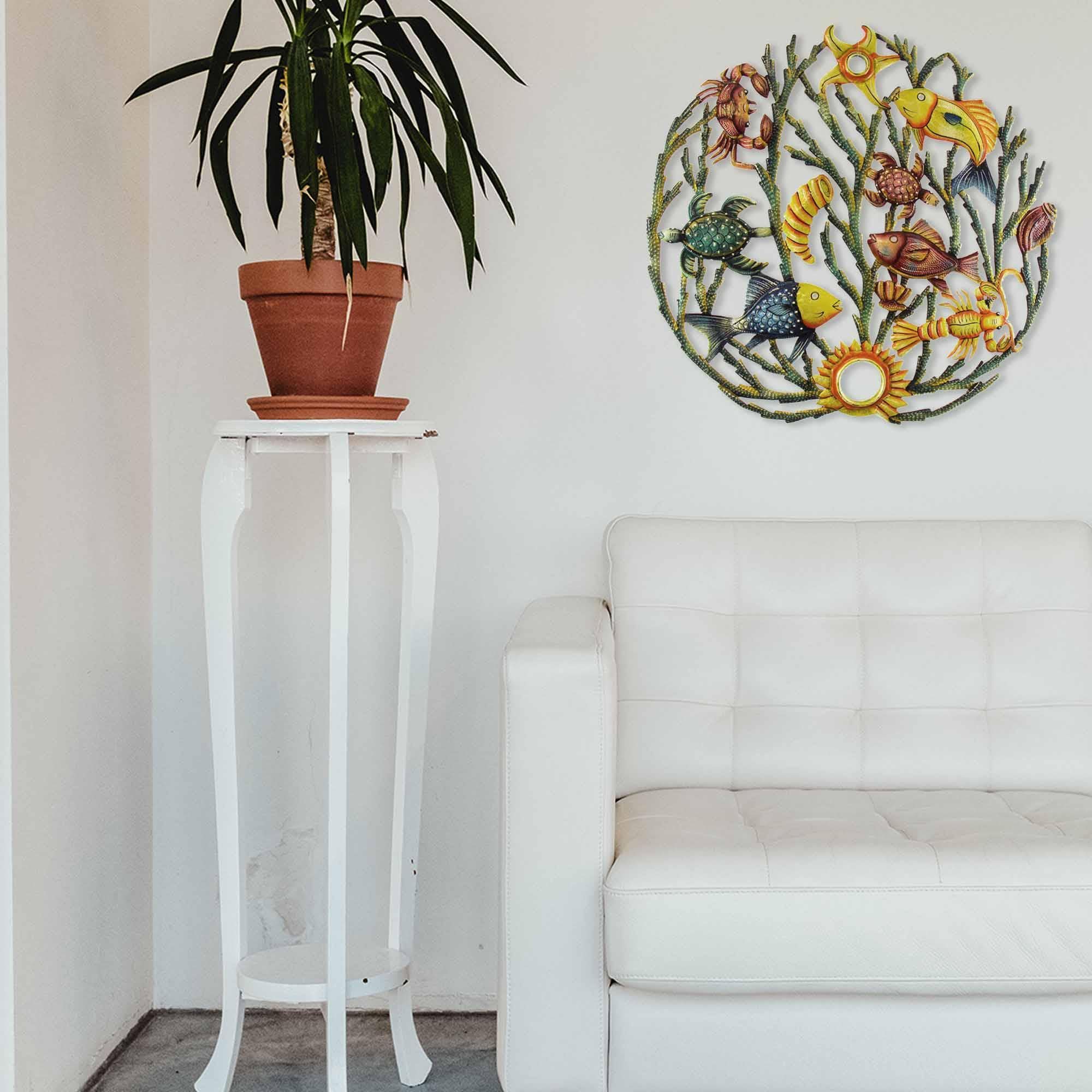Painted Sea life Metal Wall Art - Croix des Bouquets - Croix des Bouquets