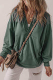 V-Neck Long Sleeve Hooded Top - Trendsi - Flyclothing LLC