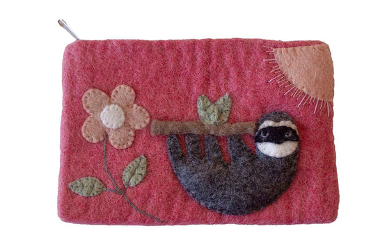 Hand Crafted Felt: Sloth Pouch - Global Groove Direct