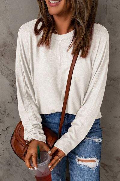 Double Take Full Size Round Neck Long Sleeve T-Shirt - Trendsi - Flyclothing LLC