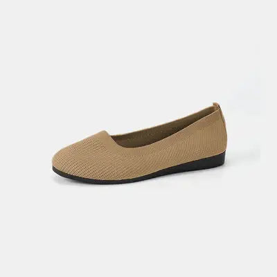 Round Toe Knit Ballet Flats - Trendsi - Flyclothing LLC