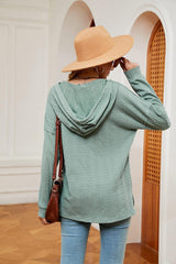 Half-Button Dropped Shoulder Hoodie - Trendsi