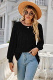 Round Neck Long Sleeve Top - Trendsi