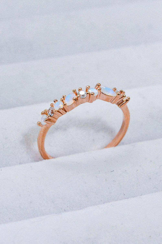 Moonstone and Zircon Decor Ring - Trendsi - Flyclothing LLC