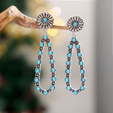 Flower Artificial Turquoise Teardrop Earrings - Trendsi