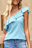 Ruffled One-Shoulder Tank - Trendsi - Flyclothing LLC