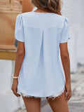 Ruche V-Neck Petal Sleeve Top - Trendsi - Flyclothing LLC