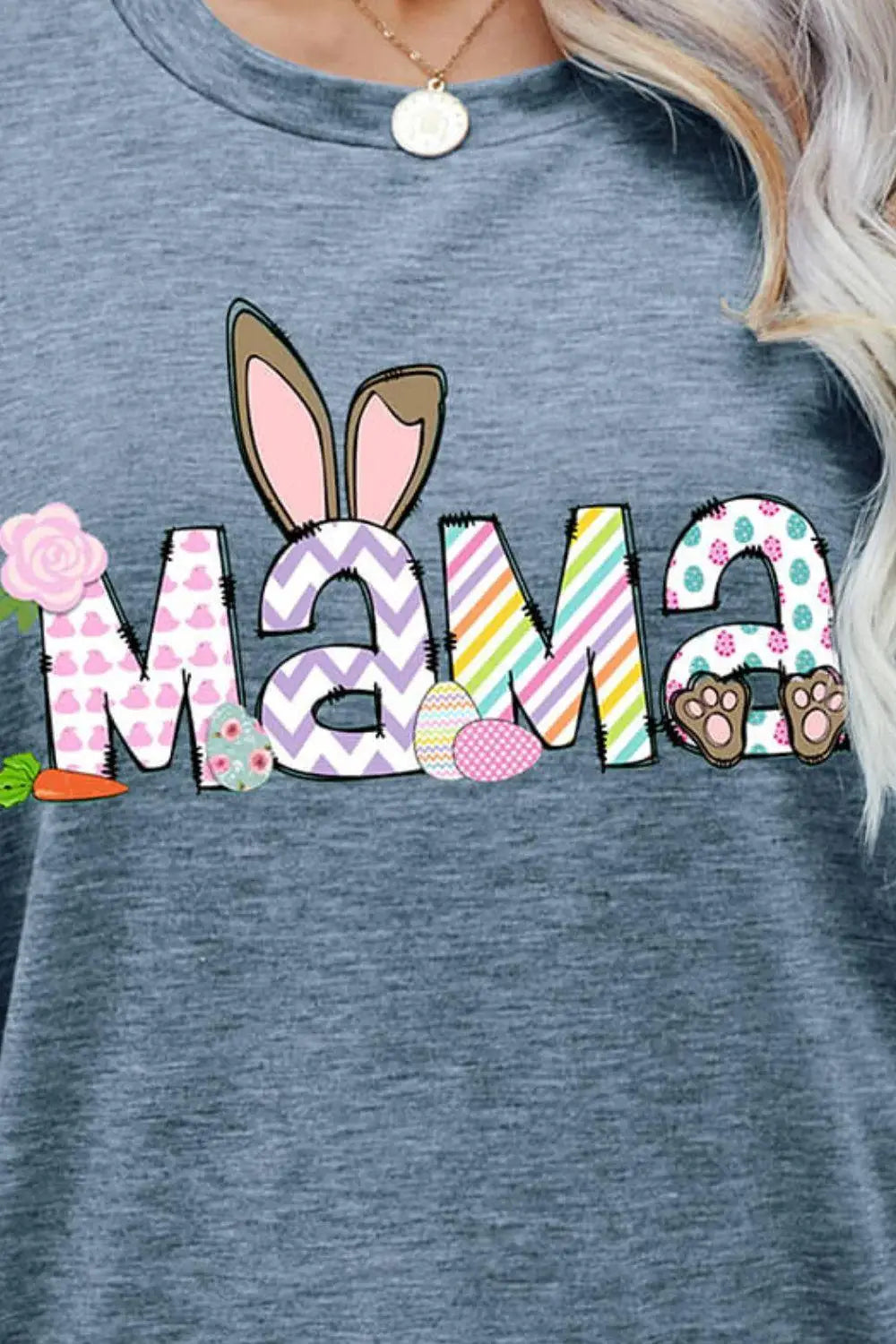 Easter MAMA Graphic Round Neck T-Shirt - Trendsi - Flyclothing LLC