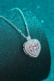 925 Sterling Silver 1 Carat Moissanite Heart Pendant Necklace - Trendsi