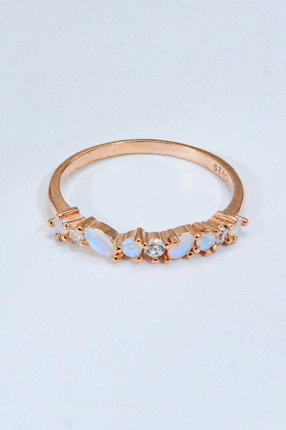 Moonstone and Zircon Decor Ring - Trendsi - Flyclothing LLC