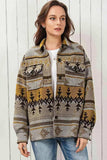 Geometric Collared Drop Shoulder Jacket - Trendsi - Flyclothing LLC