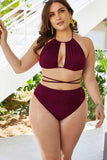 Plus Size Cutout Tied Backless Bikini Set - Trendsi - Flyclothing LLC