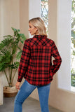 Plaid Curved Hem Long Sleeve Shirt - Trendsi