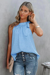 Printed Tied Grecian Neck Tank - Trendsi - Flyclothing LLC