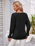 Smocked V-Neck Long Sleeve Blouse - Trendsi - Flyclothing LLC