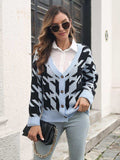 Houndstooth Button Down Cardigan - Trendsi - Flyclothing LLC