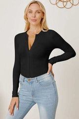 Zip Up Long Sleeve Bodysuit - Trendsi - Flyclothing LLC