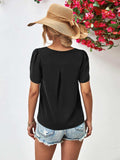 Cutout Round Neck Petal Sleeve Blouse - Trendsi - Flyclothing LLC