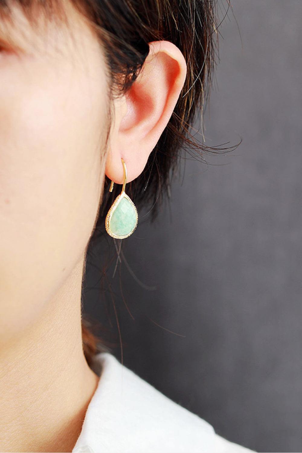 Handmade Natural Stone Teardrop Earrings - Trendsi