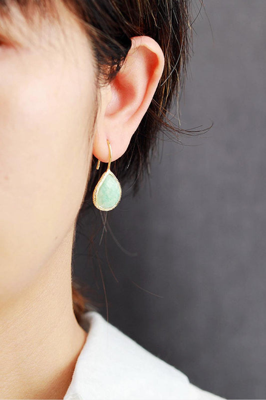 Handmade Natural Stone Teardrop Earrings - Trendsi