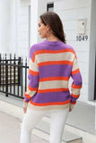 Color Block Round Neck Dropped Shoulder Sweater - Trendsi - Flyclothing LLC