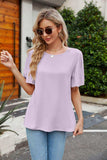 Pleated Flutter Sleeve Round Neck Blouse - Trendsi - Flyclothing LLC