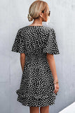 Printed Smocked Waist Layered Surplice Dress - Trendsi - Flyclothing LLC