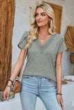 V-Neck Petal Sleeve T-Shirt - Trendsi - Flyclothing LLC