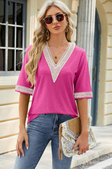 V-Neck Half Sleeve T-Shirt - Trendsi - Flyclothing LLC