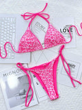 Leopard Print Halter Neck Tie Side Bikini Set - Trendsi - Flyclothing LLC