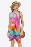 Tie-Dye Twisted Round Neck Sleeveless Dress - Flyclothing LLC