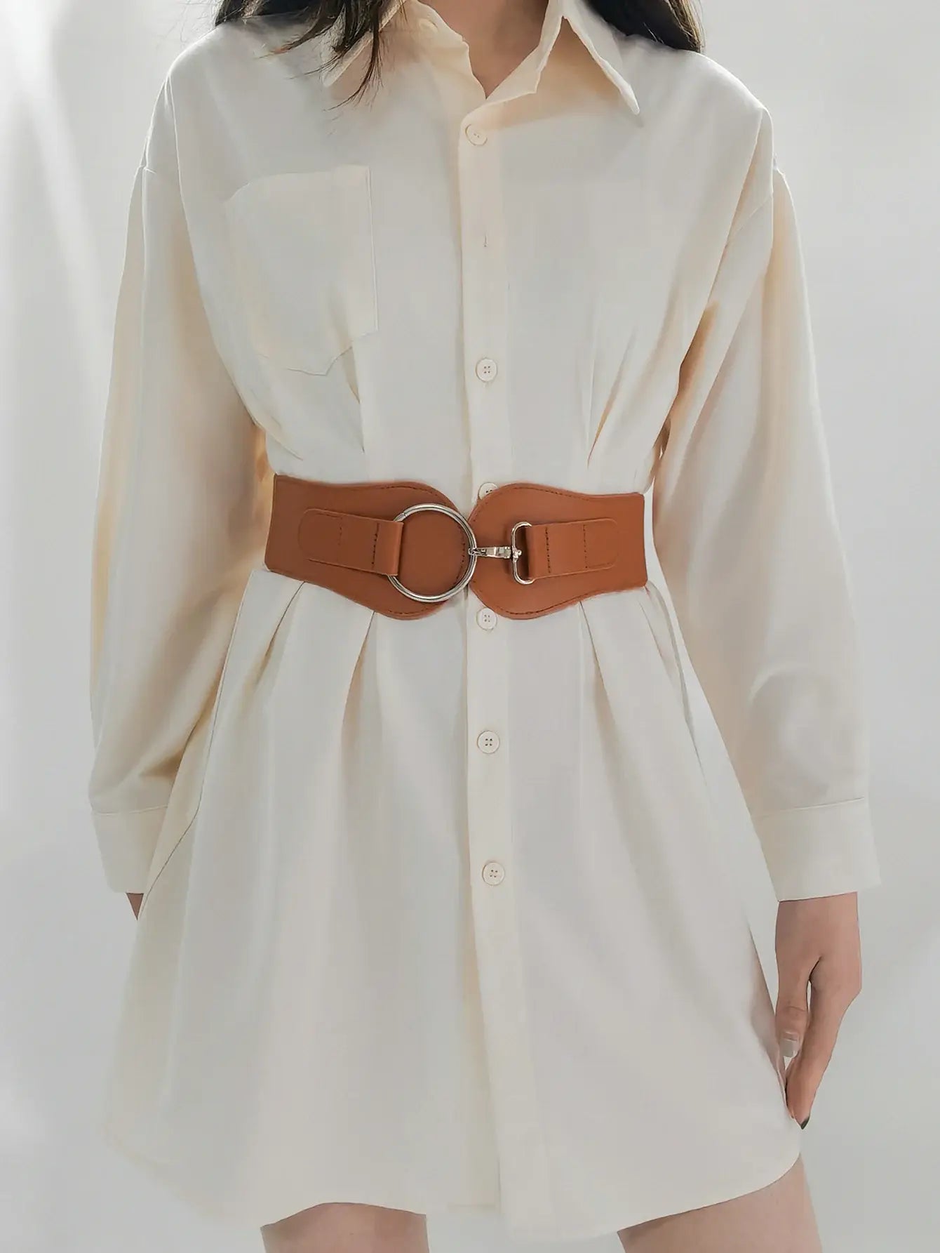 PU Elastic Wide Belt - Trendsi - Flyclothing LLC