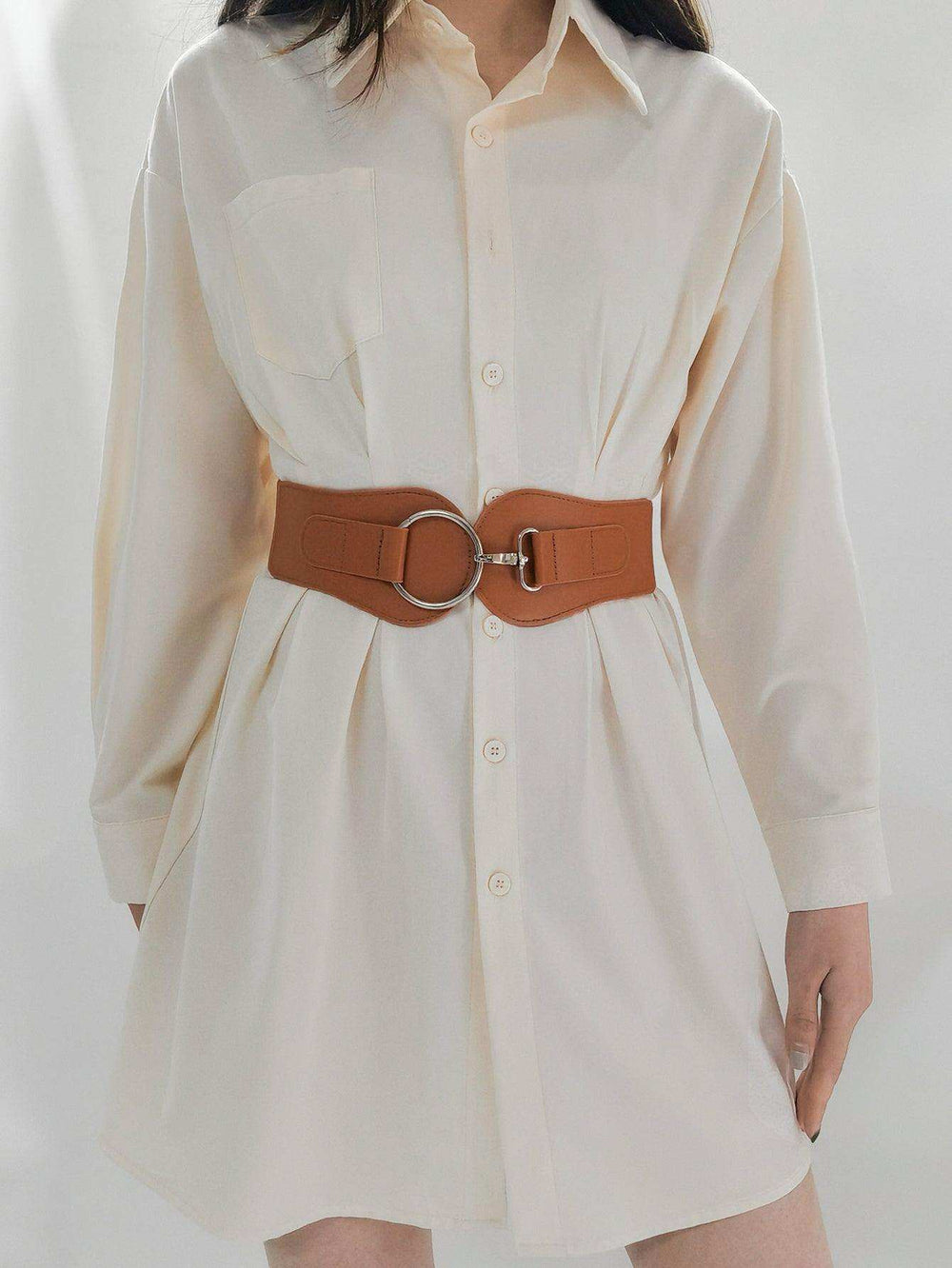 PU Elastic Wide Belt - Trendsi - Flyclothing LLC