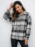 Plaid Button-Down Jacket - Trendsi - Flyclothing LLC