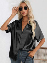 Button Up Collared Neck Shirt - Trendsi - Flyclothing LLC
