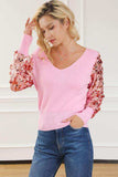 Sequin Long Sleeve V-Neck Sweater - Trendsi - Flyclothing LLC
