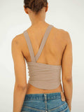 Halter Neck Ribbed Cropped Top - Trendsi - Flyclothing LLC