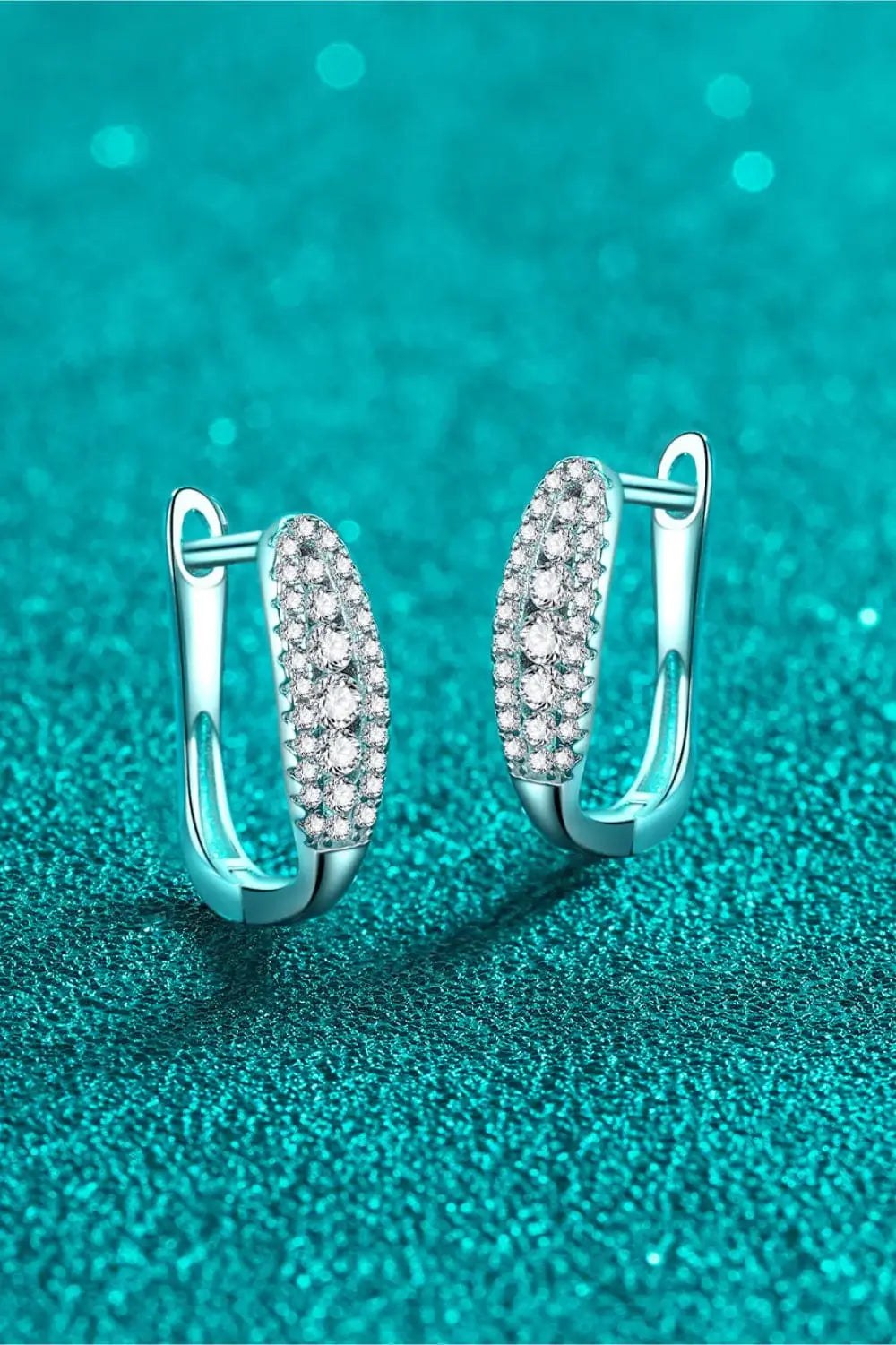 Moissanite Rhodium-Plated Earrings - Trendsi - Flyclothing LLC