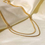 18K Gold-Plated Double-Layered Necklace - Trendsi - Flyclothing LLC