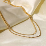 18K Gold-Plated Double-Layered Necklace - Trendsi