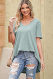 V-Neck Dropped Shoulder Tunic Top - Trendsi - Flyclothing LLC